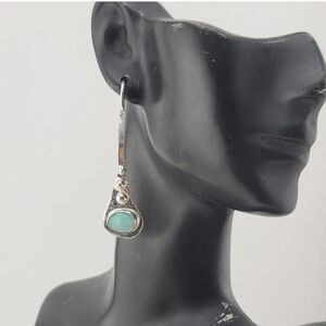 AMAZONITE DANGLING EARRINGS HANDMADE IN STERLING SILVER METAL